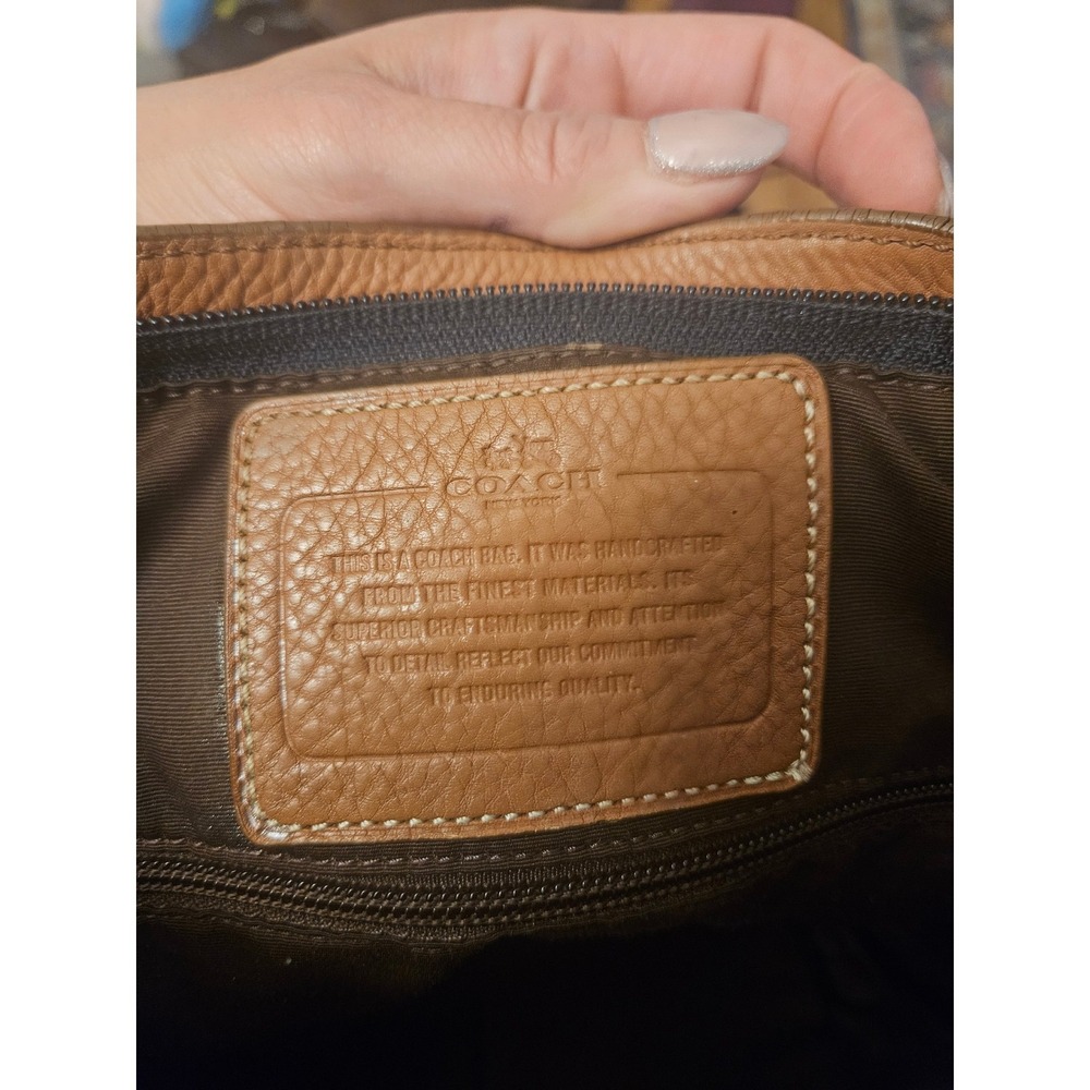 Coach Transatlantic Tote Bag Tan Pebbled Leather Crossbody Webbed Trim 70191 - Picture 8 of 8